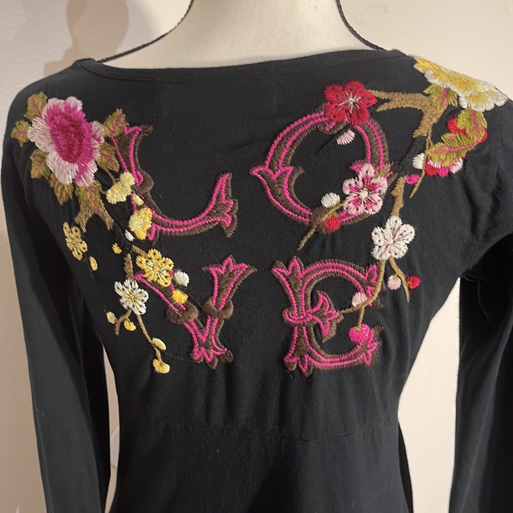 Johnny Was LA Black Embroidered LOVE Dress - Picture 4 of 9